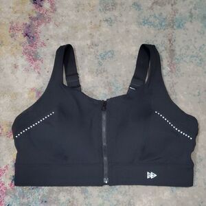 Yvette Black Sports Bra with Zip Front Size XL